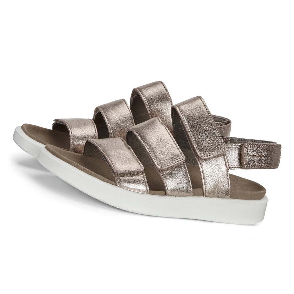 Women's Ecco Flowt Flat Sandals Silver | Canada 179HAP